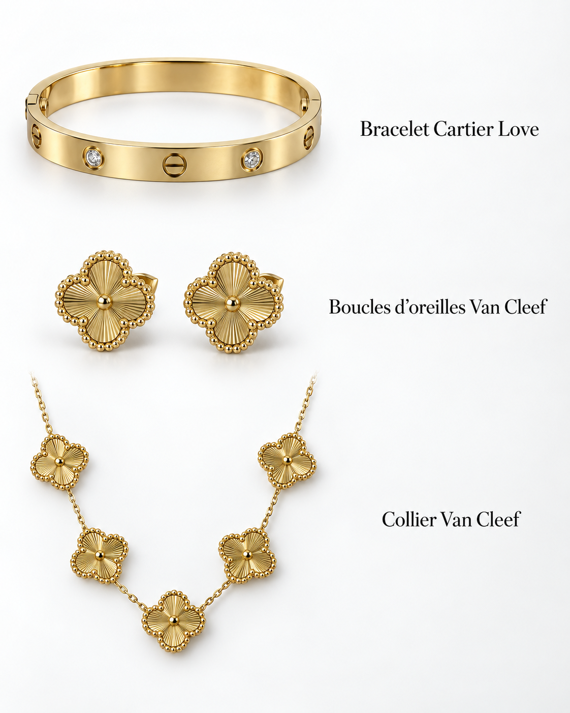 Coffret Trèfle Royal – Montre & Bijoux Dorés, 9 Pièces👑🍀