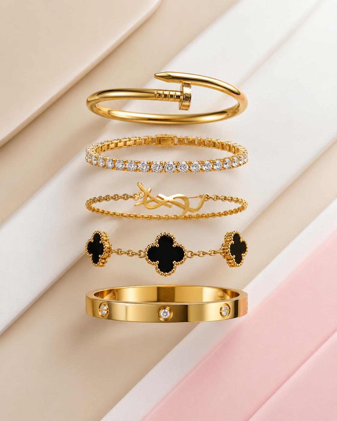 Coffret Éclat Royal – 5 Bracelets Dorés 👑✨